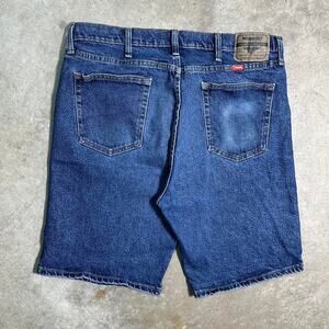 Vintage Wrangler Navy Blue Denim Skater Jorts Mens 36"  Relaxed Fit Jean Shorts